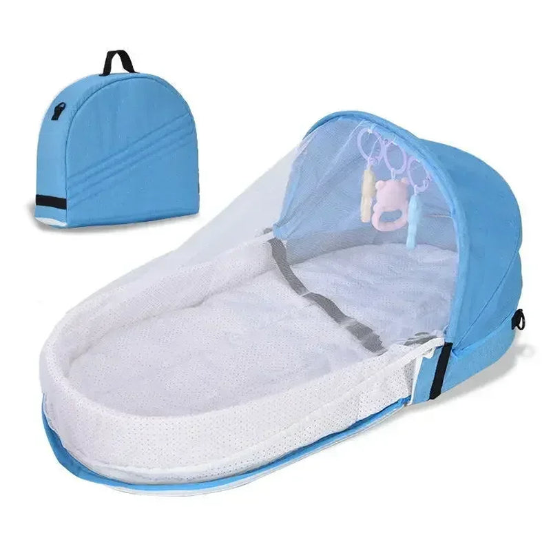 "Portable Baby Isolation Bionic Travel Crib - Convenient Folding Anti-Stress Bed"