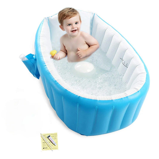 "Foldable Inflatable Baby Bathtub - Portable Toddler Shower Basin and Swimming Pool"