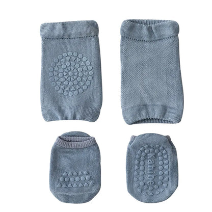 "Summer Baby Knee Pads Socks Set - Anti-Slip Crawling Safety Socks for Boys and Girls"