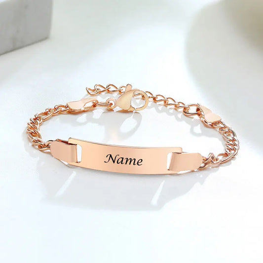 "Customized Stainless Steel Baby Name Bracelets - Perfect Gift for Boys and Girls!"