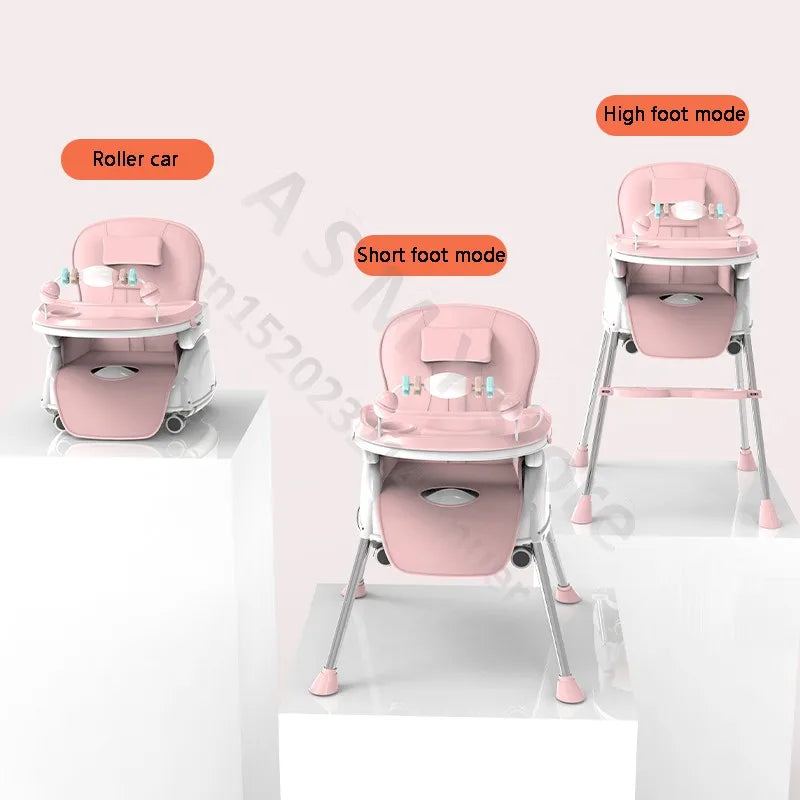 "3-in-1 Foldable Baby Highchair: Dining Chair, Table, and Booster Seat for Toddlers"