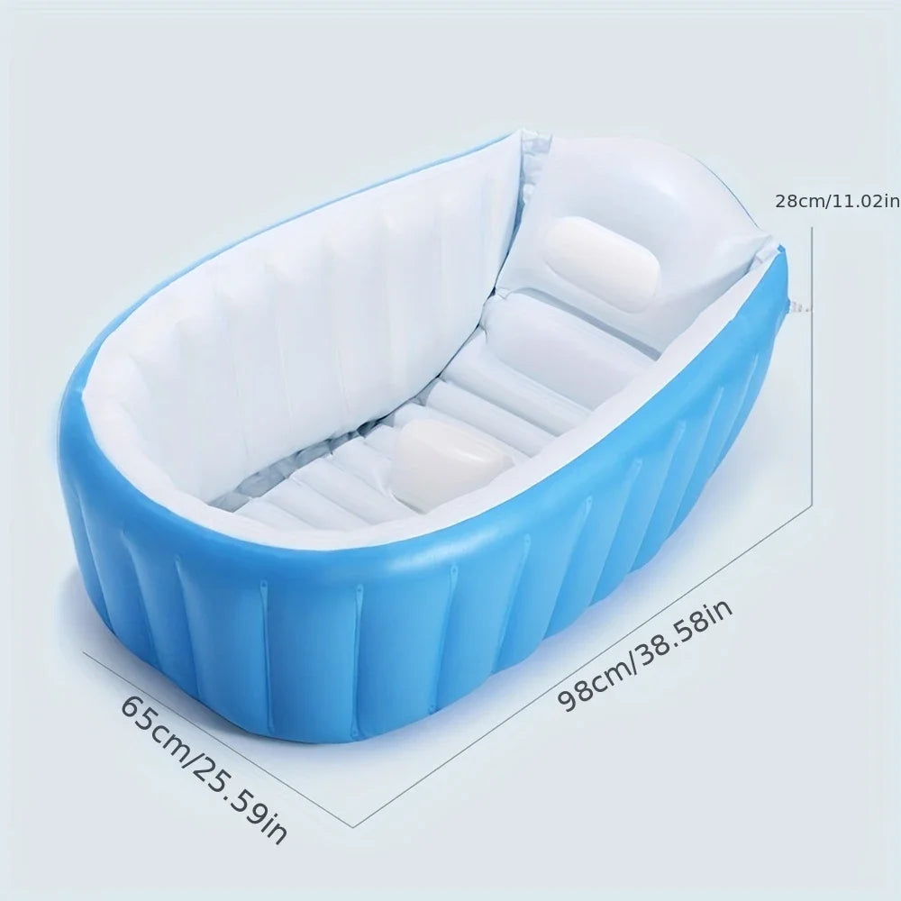 "Foldable Inflatable Baby Bathtub - Portable Toddler Shower Basin and Swimming Pool"