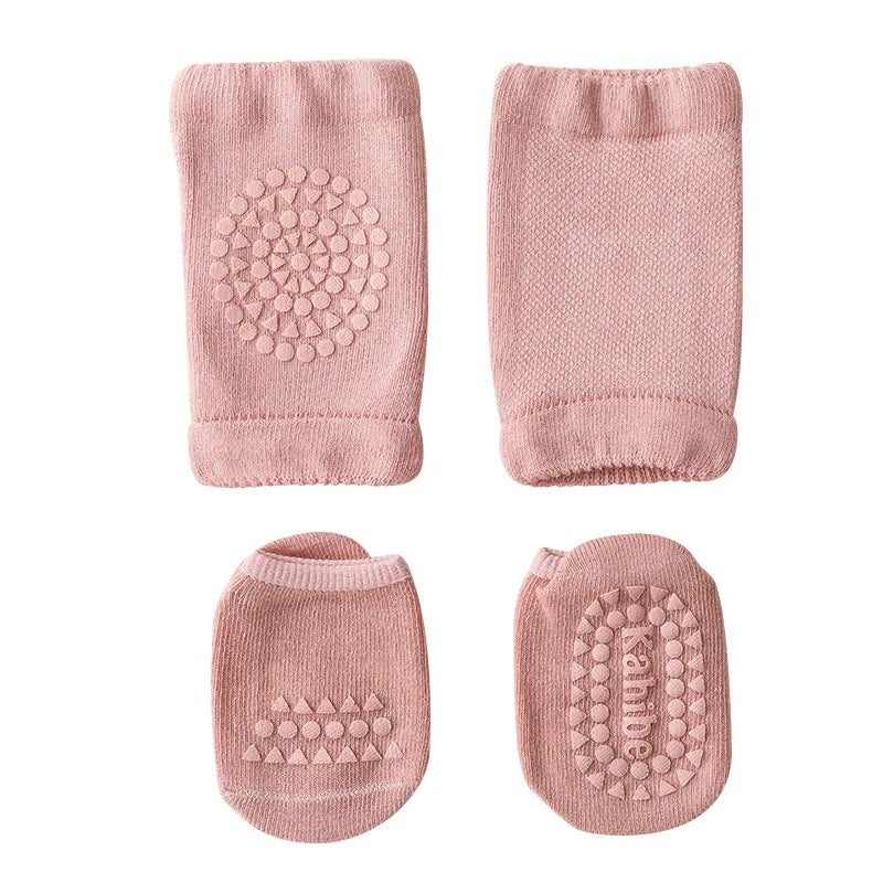 "Summer Baby Knee Pads Socks Set - Anti-Slip Crawling Safety Socks for Boys and Girls"