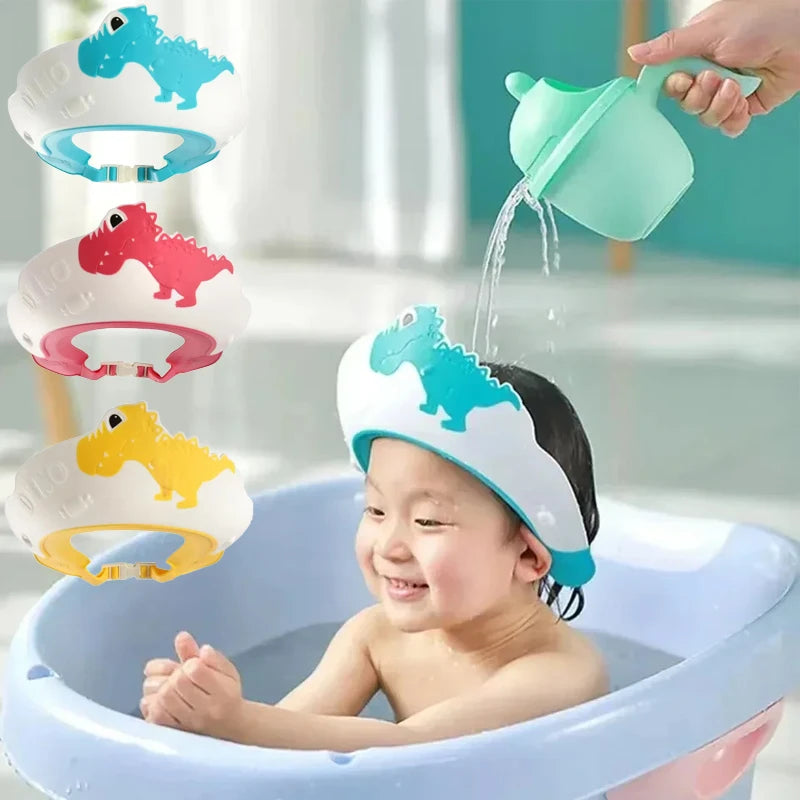 "Silicone Baby Bathing Set: Caps, Shampoo Cup, Shower Spoons, Hair Washing Tool"