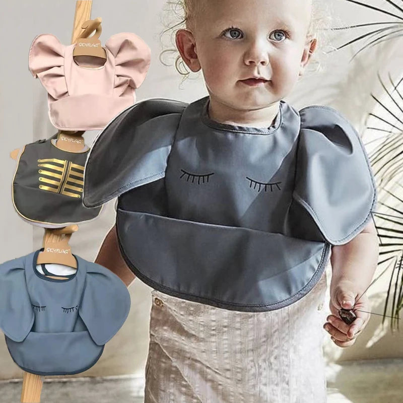 Cute Elephant Baby Bibs - Easy Clean, Waterproof, Nordic Style