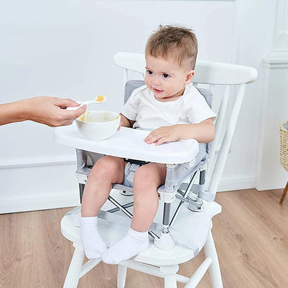 "Foldable Baby Dining Chair with Seat Belt and Plate - Portable and Comfortable Feeding Seat for Children"