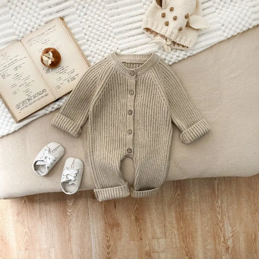 "Customizable Cotton Knit Romper for Stylish Baby Boys and Girls"