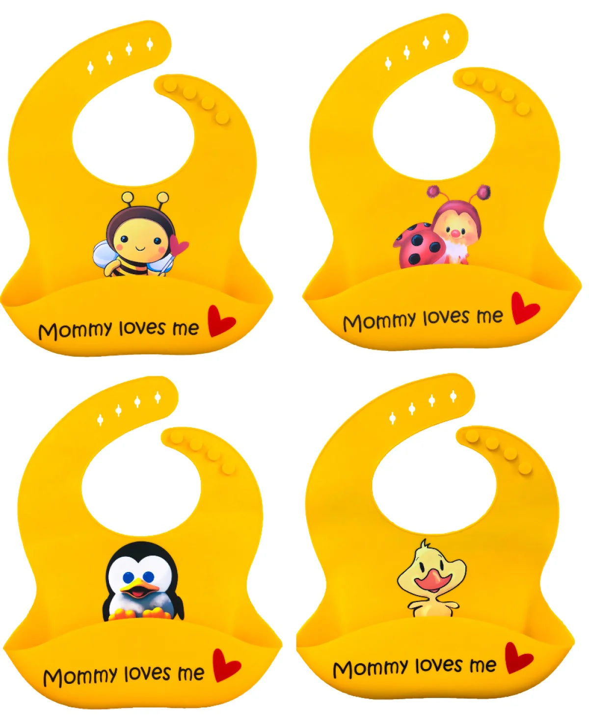 "Ultimate Silicone Baby Bibs with Nano Hybrid Technology - 4 Stylish Designs"